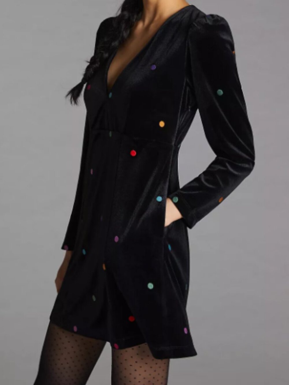 NWT Farm Rio Anthropologie Farm Rio Embroidered Velvet Mini Dress - Womens Small